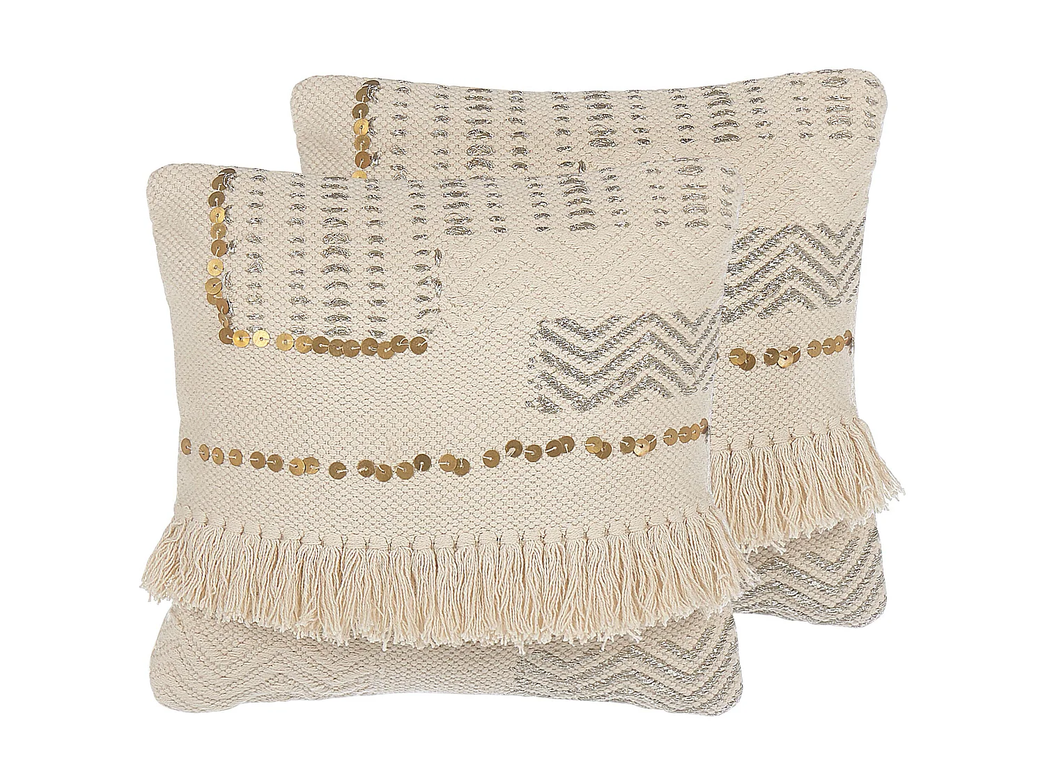 Lot de 2 coussins décoratifs VAYALI Coton 45 x 45 cm Beige À rayure