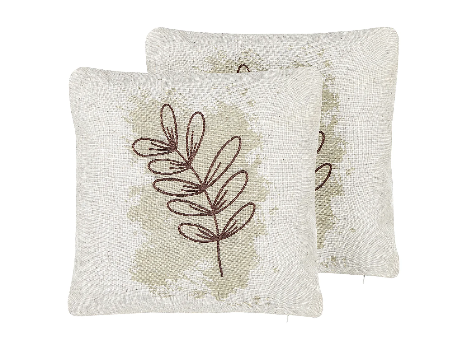 Lot de 2 coussins décoratifs CALENDULA 45 x 45 cm Blanc Motif de plante