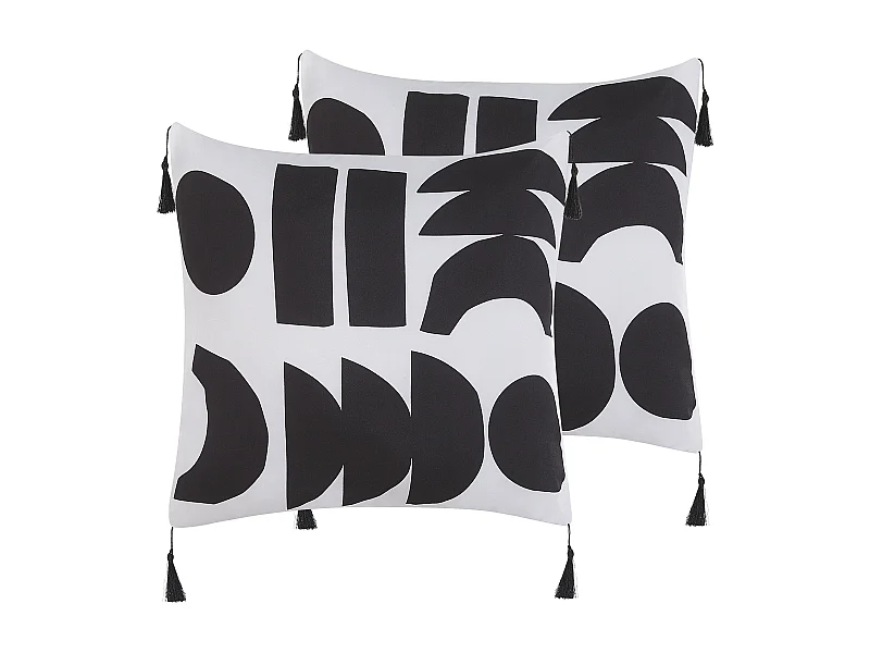 Lot de 2 coussins décoratifs LIRIOPE 45 x 45 cm Noir/blanc Motif géométrique