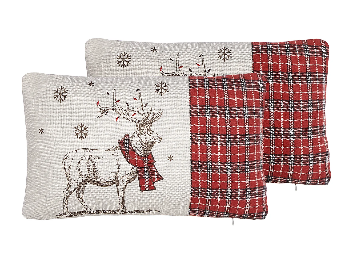 Lot de 2 coussins décoratifs SVEN 30 x 50 cm Rouge Motif de Noël