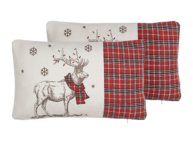 Lot de 2 coussins décoratifs SVEN 30 x 50 cm Rouge Motif de Noël