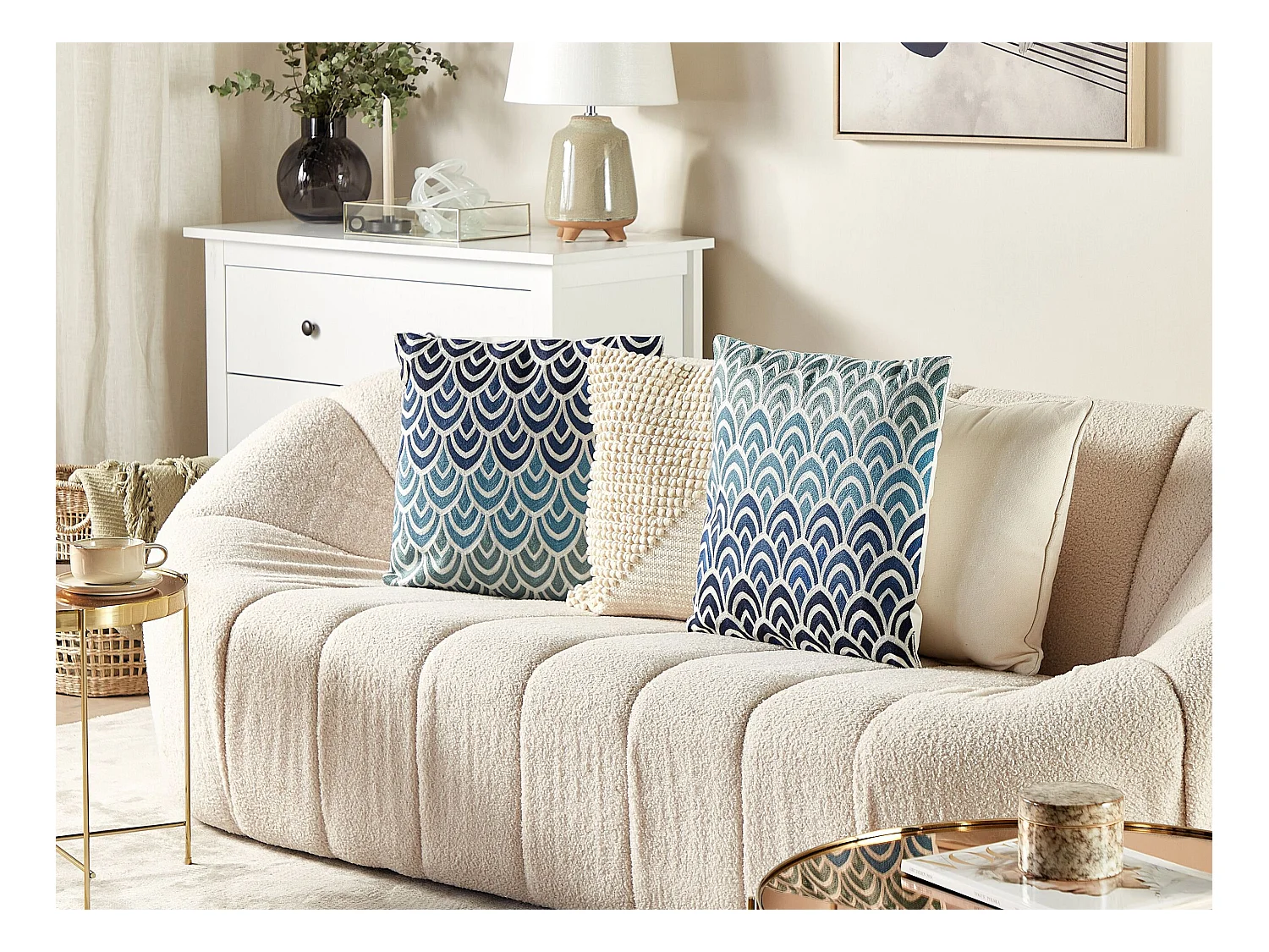 Set di 2 cuscini NIGELLA Cotone 45 x 45 cm Azzurro Blu scuro Trama Ikat