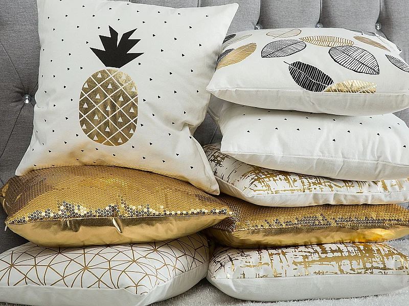 Lot de 2 coussins décoratifs ASTER 45 x 45 cm Doré Unicolore