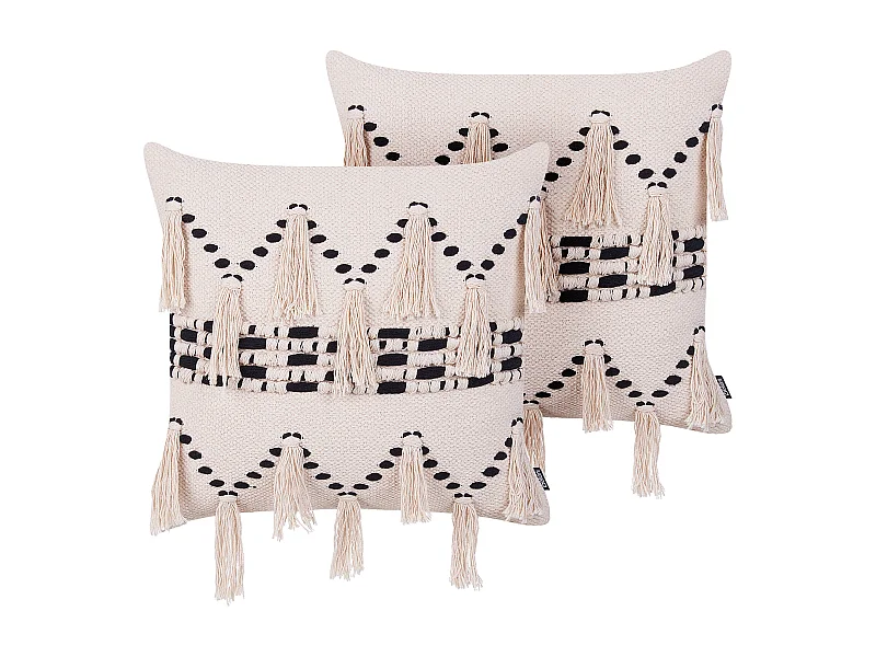 Set van 2 decoratieve kussens THONDI Katoen 45 x 45 cm Beige Gestreept