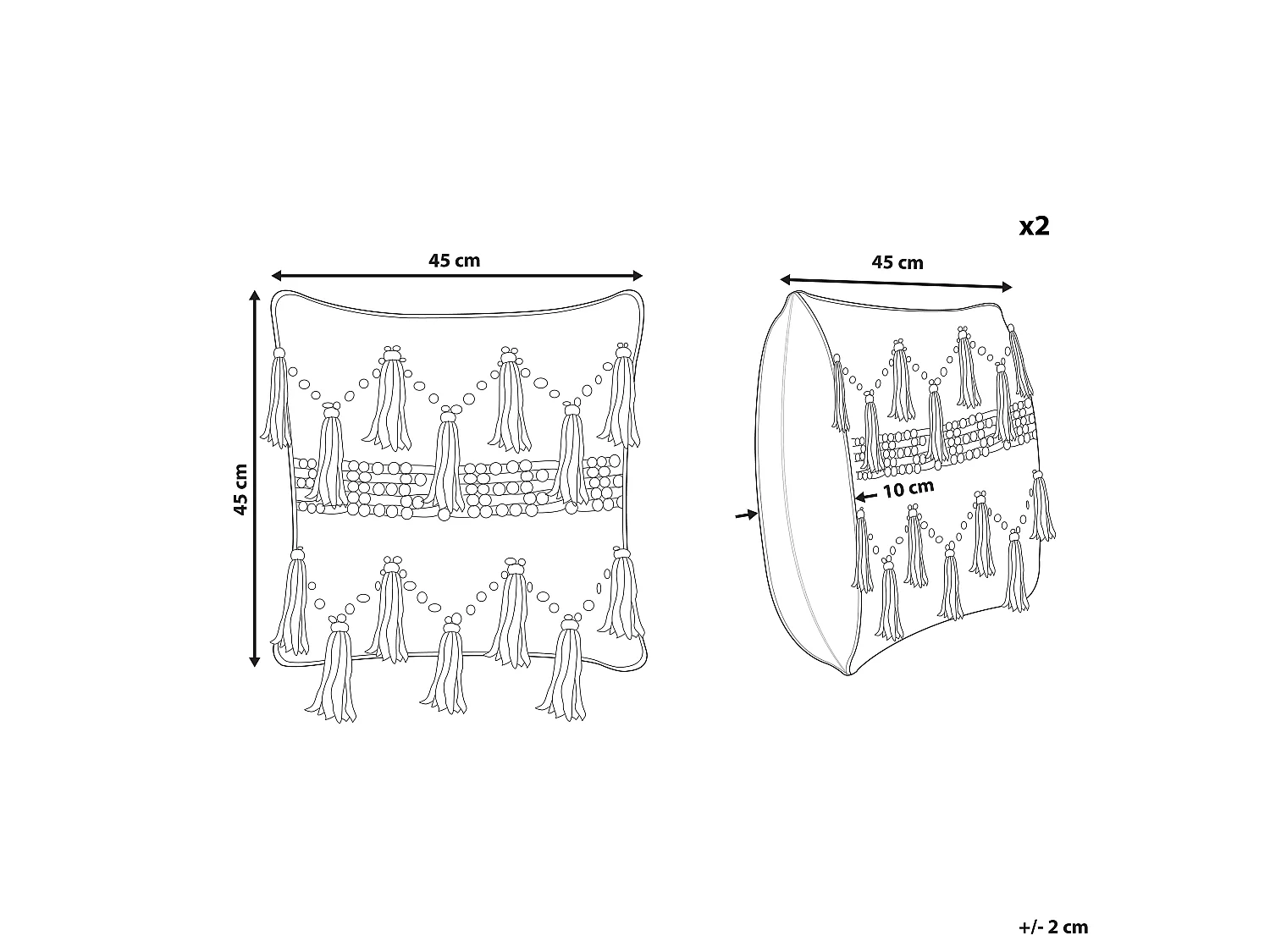 Set van 2 decoratieve kussens THONDI Katoen 45 x 45 cm Beige Gestreept