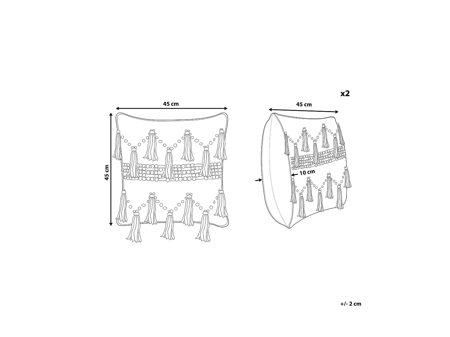 Set di 2 cuscini THONDI Cotone 45 x 45 cm Beige A strisce