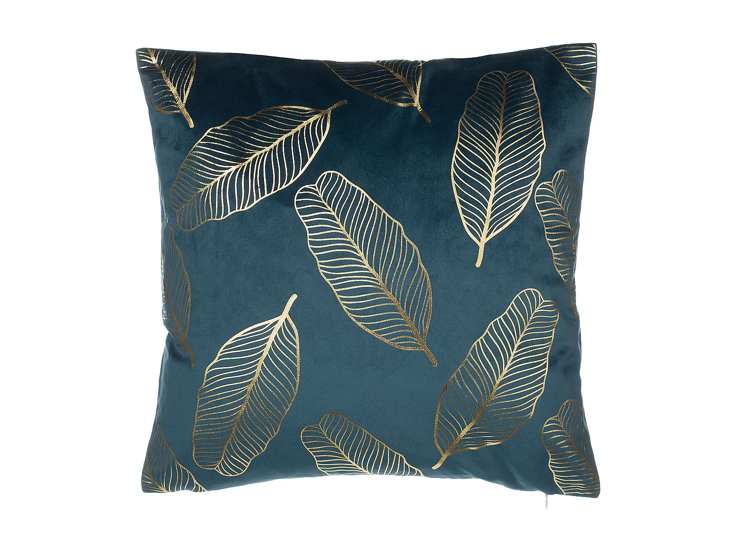 Lot de 2 coussins décoratifs FREESIA Velours 45 x 45 cm Bleu paon Motif de plante