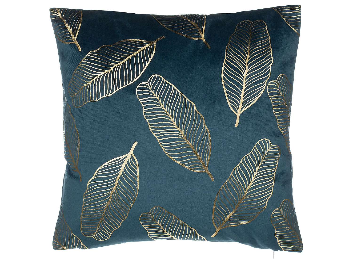 Set van 2 decoratieve kussens FREESIA Fluweel 45 x 45 cm Blauwgroen Bladpatroon
