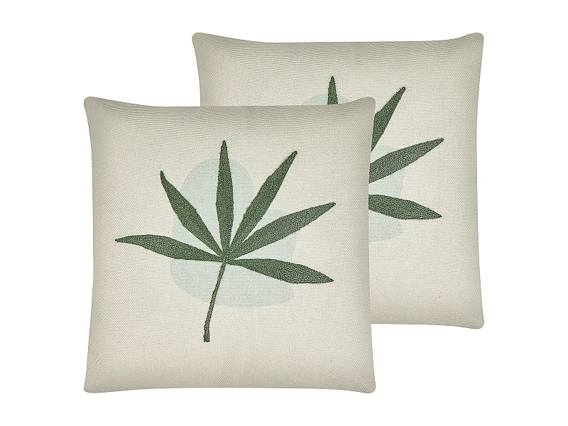 Set van 2 decoratieve kussens DAVALLIA 45 x 45 cm Groen Bladpatroon