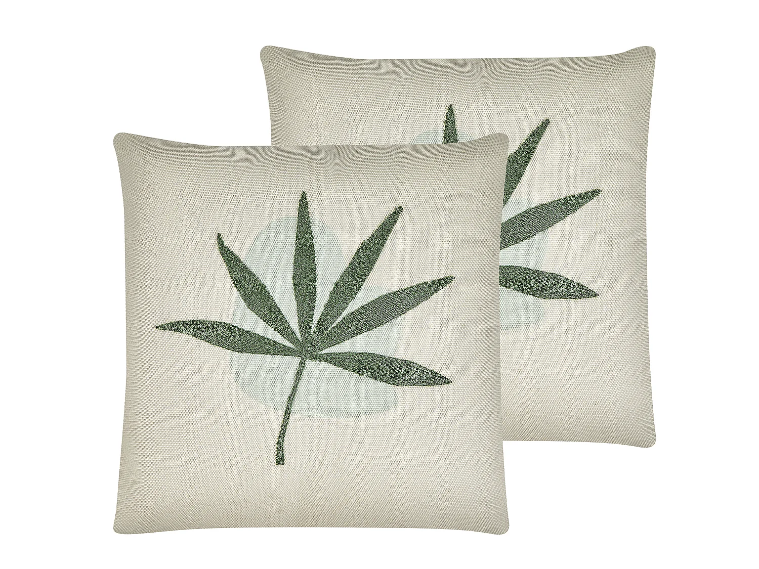 Set van 2 decoratieve kussens DAVALLIA 45 x 45 cm Groen Bladpatroon