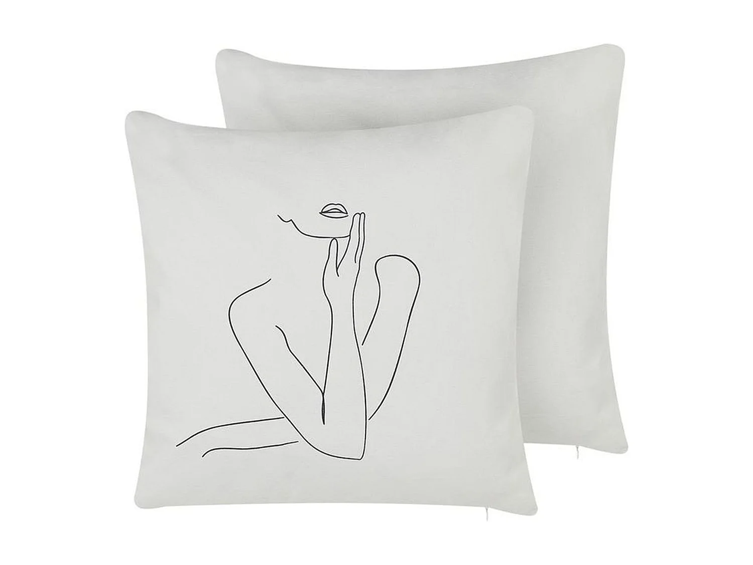 Set van 2 decoratieve kussens MEADOWFOAM Katoen 45 x 45 cm Wit Abstract patroon