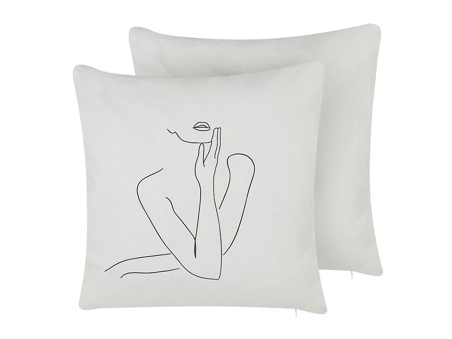 Set of 2 Decorative Cushions MEADOWFOAM Cotton 45 x 45 cm White Abstract Pattern