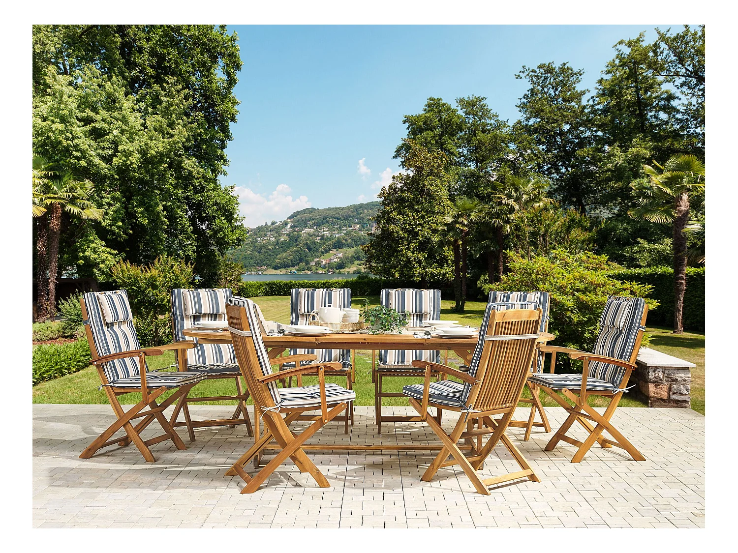 Polsterauflagen 8er Set dunkelblau-beige Maui