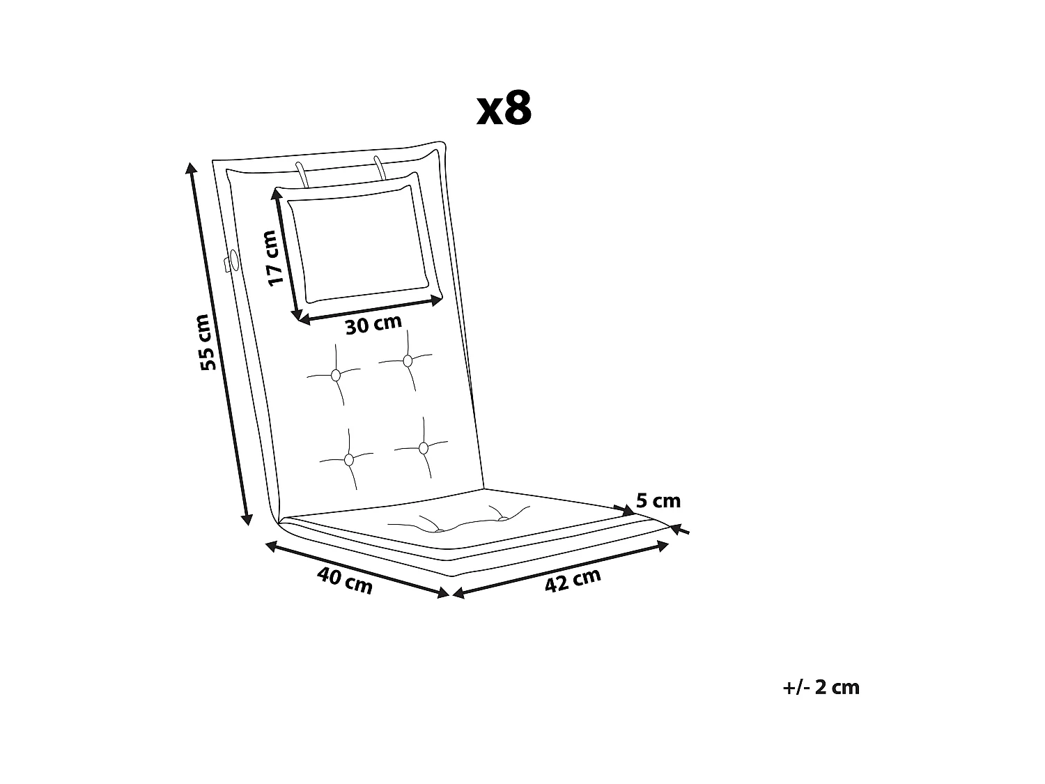 Polsterauflagen 8er Set dunkelblau-beige Maui