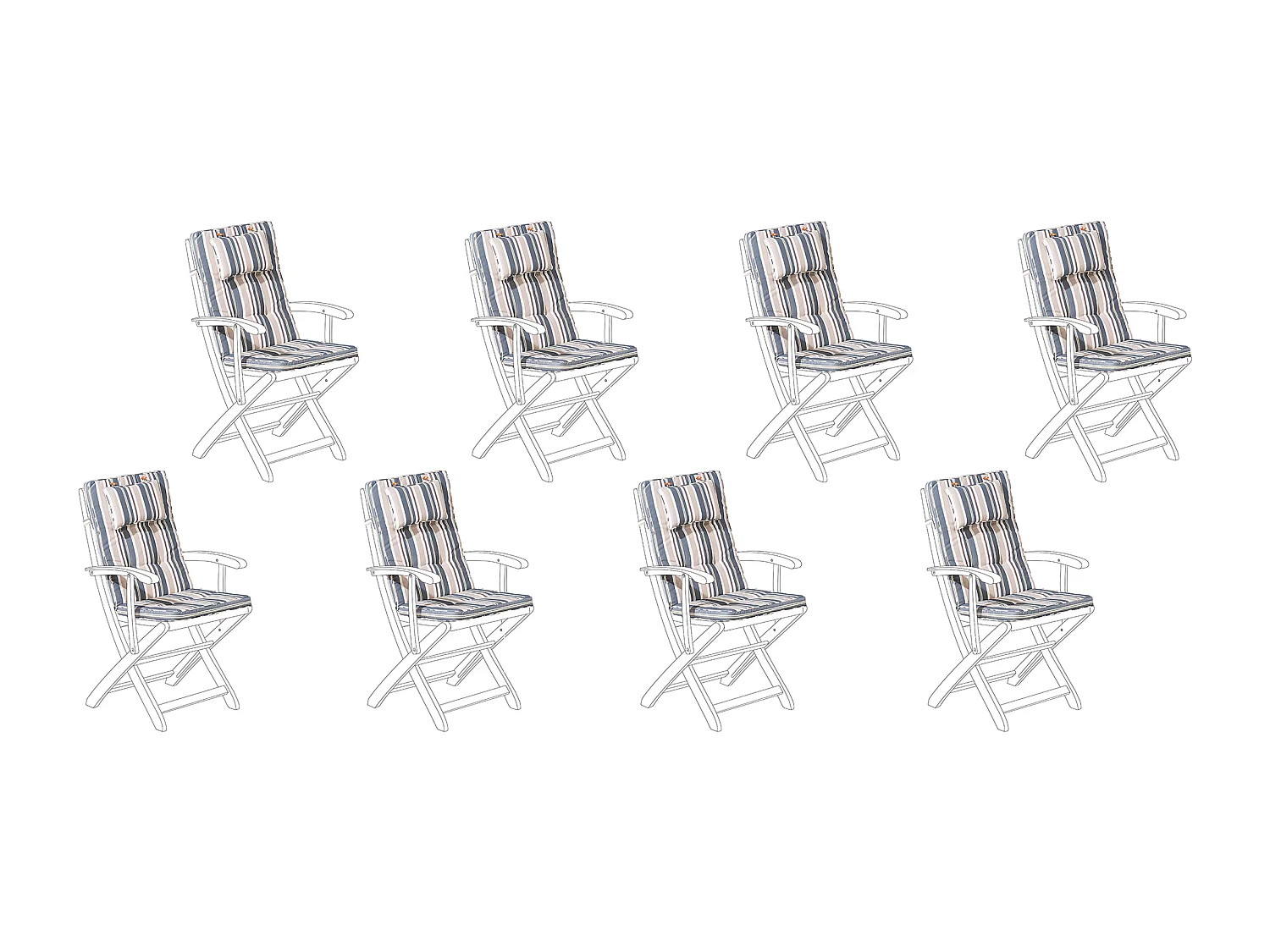 Conjunto de 8 cojines de respaldo/asiento MAUI 40 x 54 cm Multicolor
