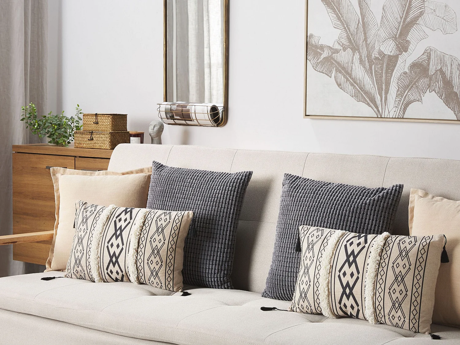 Dekokissen 2er Set PULMONARIA 30 x 50 cm Beige Geometrisches Muster