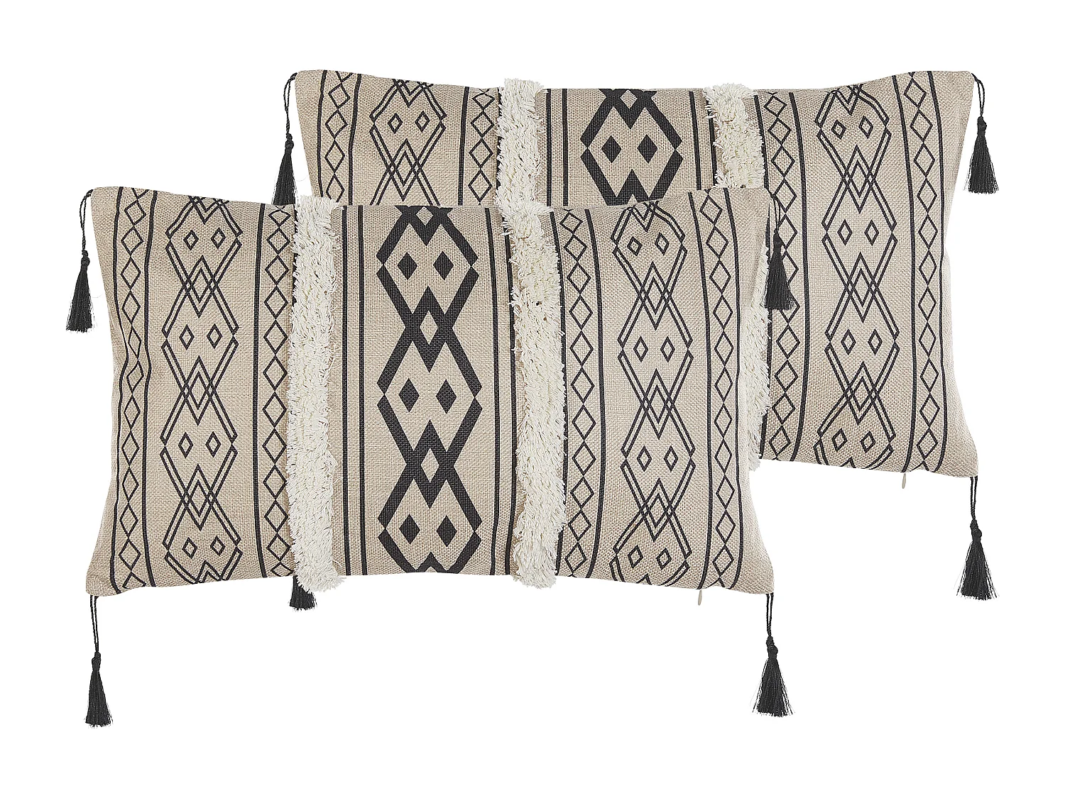 Conjunto de 2 almofadas decorativas PULMONARIA 30 x 50 cm Creme Padrão geométrico