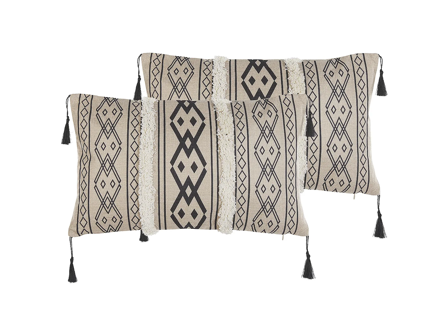 Lot de 2 coussins décoratifs PULMONARIA 30 x 50 cm Beige Motif géométrique