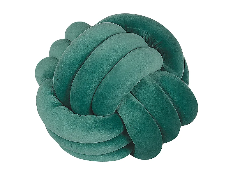 Modernes Knoten-Ball Dekokissen Samtstoff grün rund 30 x 30 cm Malni