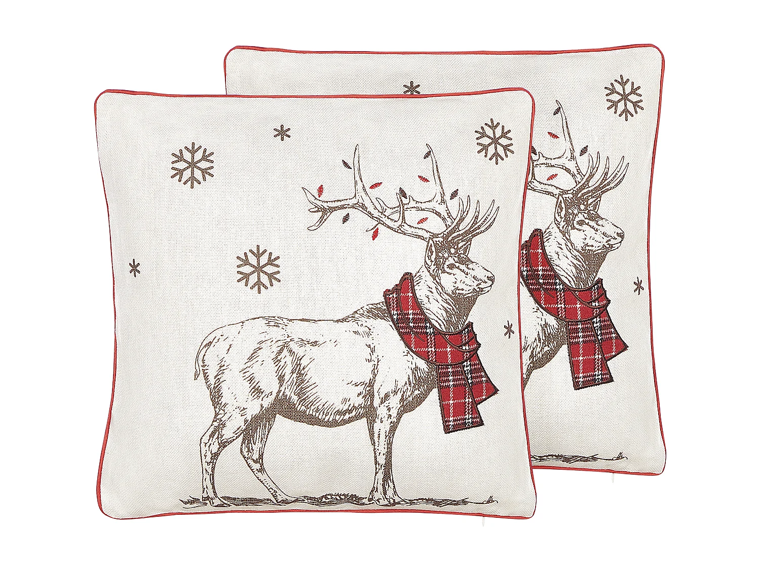 Lot de 2 coussins décoratifs SVEN 45 x 45 cm Rouge Motif de Noël