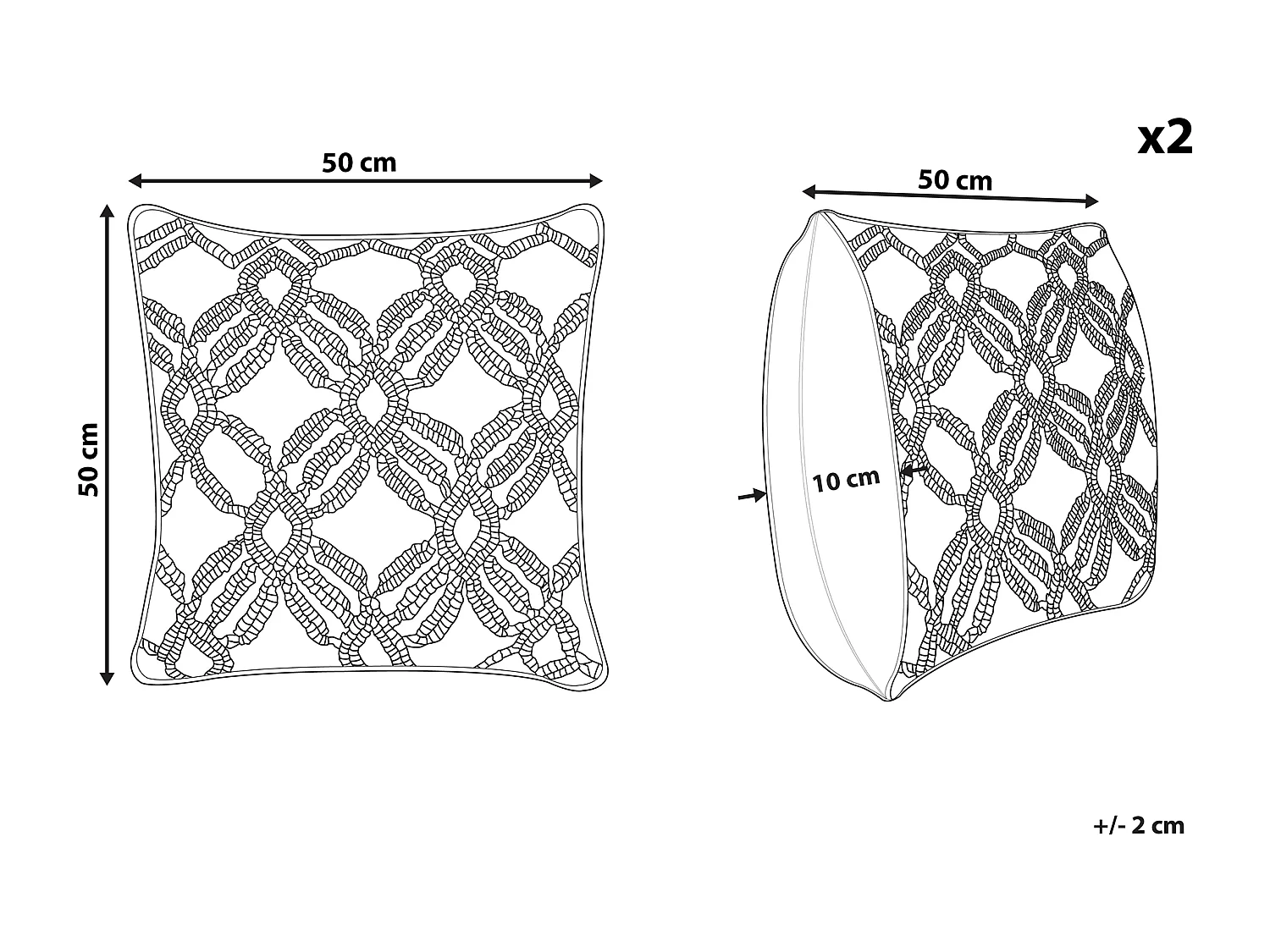 Set van 2 decoratieve kussens ESENKOY Katoen 50 x 50 cm Lichtbeige Geometrisch patroon