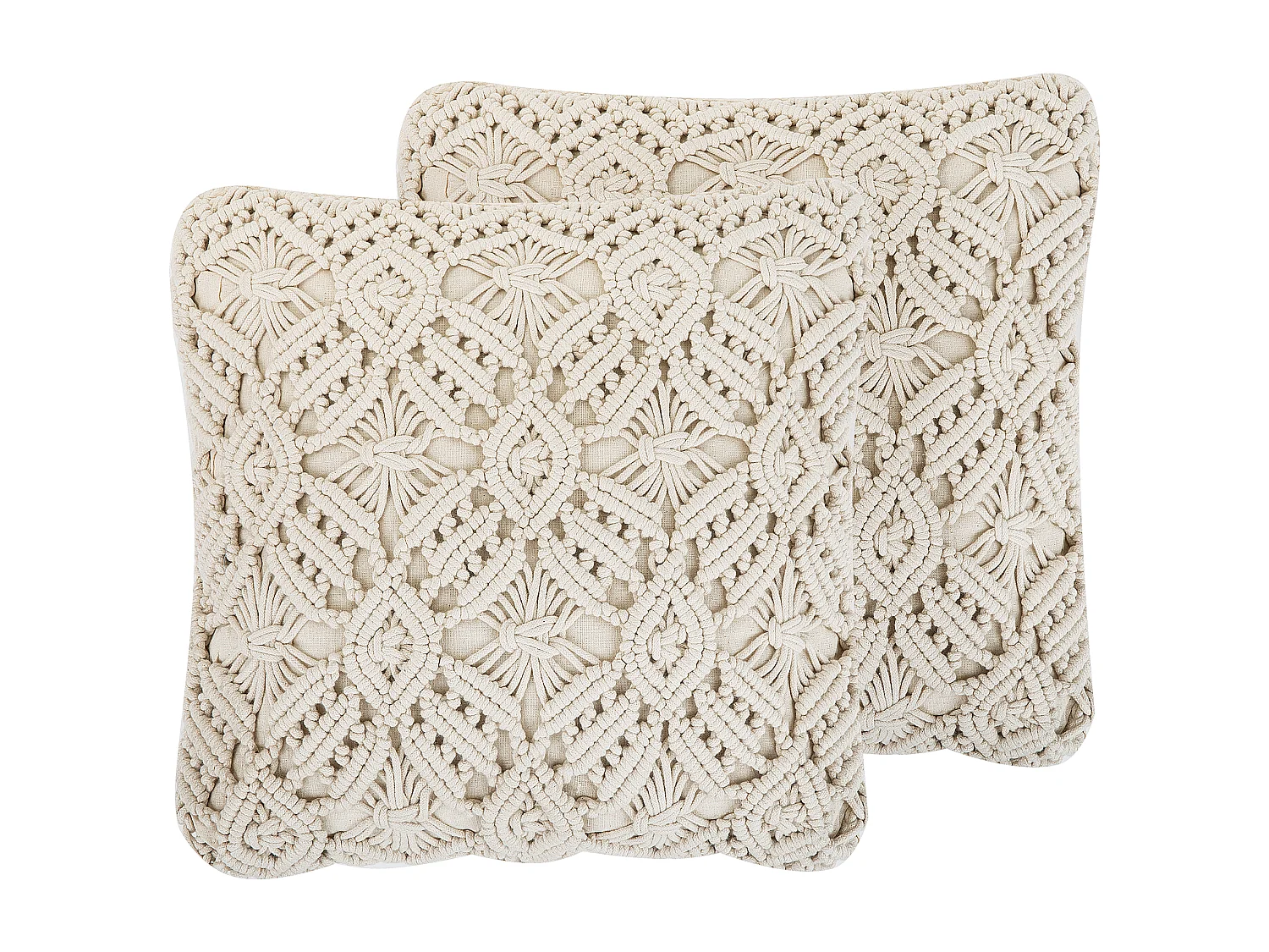 Lot de 2 coussins décoratifs ESENKOY Coton 50 x 50 cm Beige clair Motif géométrique