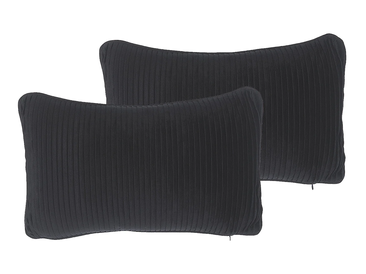 Conjunto de 2 almofadas decorativas GUDARI Veludo 30 x 50 cm Preto Às riscas