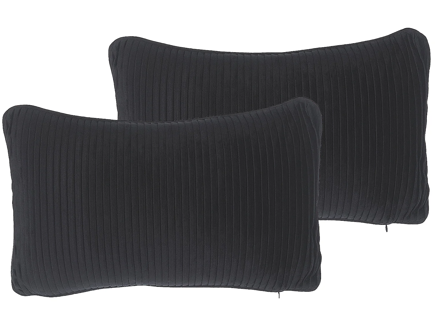 Conjunto de 2 almofadas decorativas GUDARI Veludo 30 x 50 cm Preto Às riscas