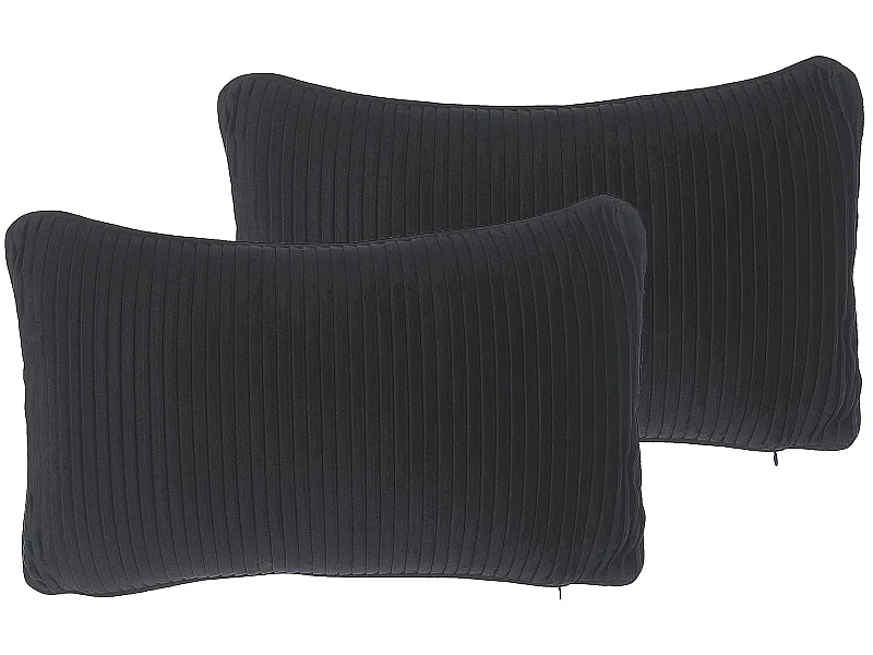 Dekokissen 2er Set Streifenmuster 30 x 50 m Polsterbezug schwarz Gudari