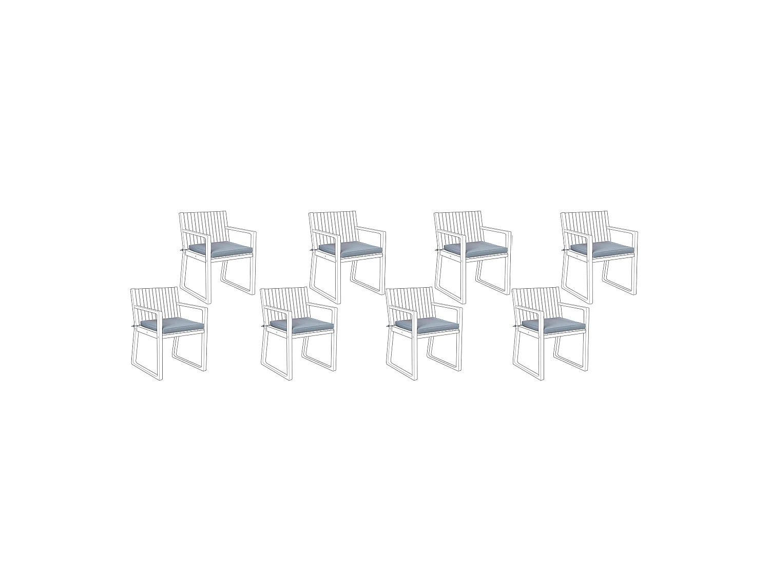 Lot de 8 coussins pour chaises de jardin SASSARI 46 x 46 cm Bleu