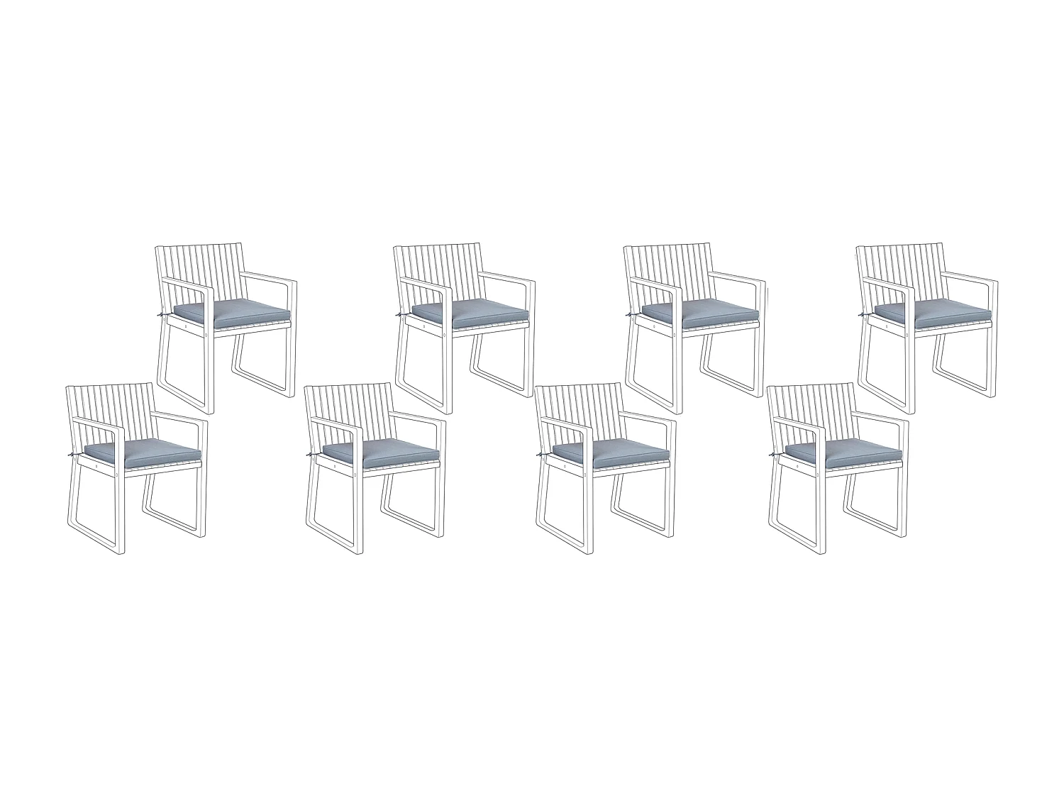 Set van 8 tuinzitkussens SASSARI 46 x 46 cm Blauw