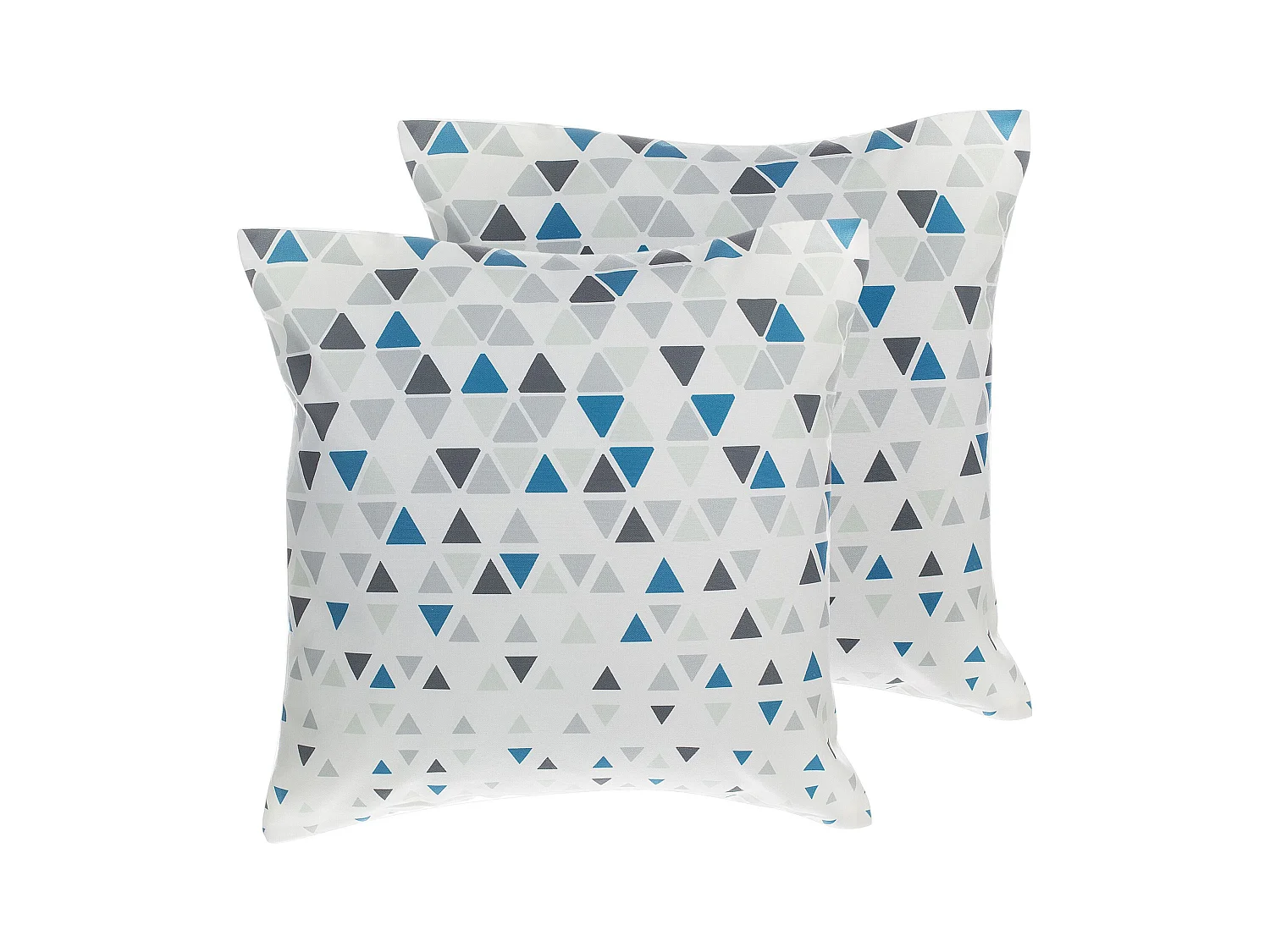 Lot de 2 coussins décoratifs CLEOME 45 x 45 cm Blanc Gris Bleu Motif géométrique