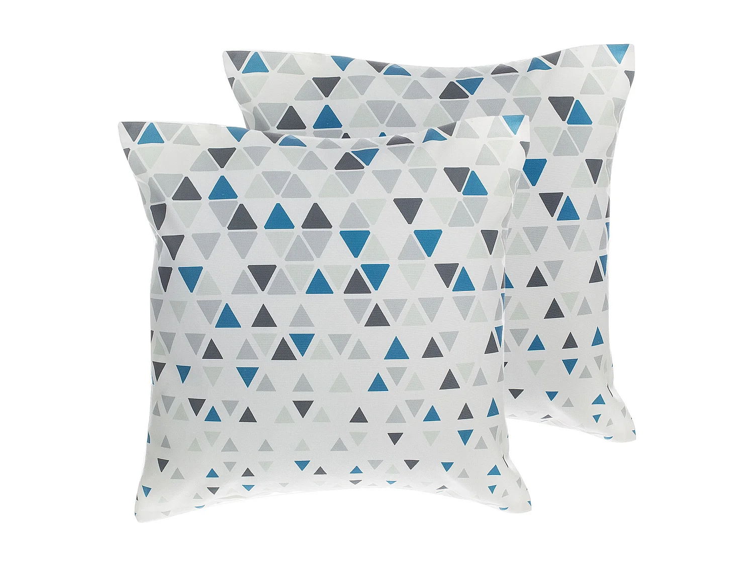 Lot de 2 coussins décoratifs CLEOME 45 x 45 cm Blanc Gris Bleu Motif géométrique
