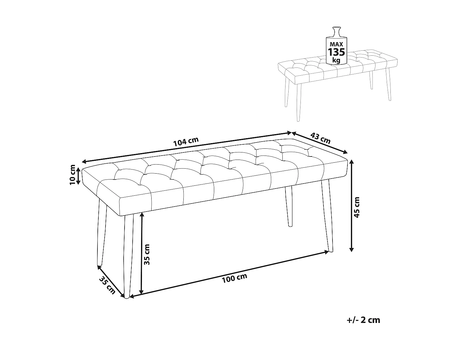Ławka ESSONNE Ekoskóra Beżowy