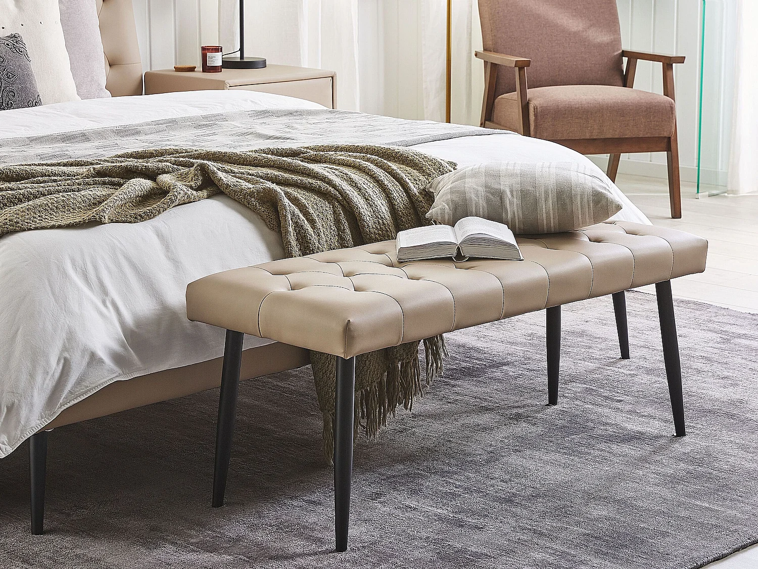 Bankje ESSONNE Kunstleer Beige