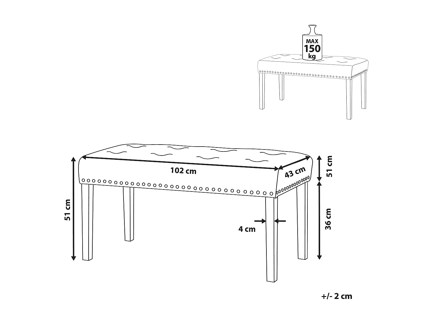 Bankje YORKTON Marineblauw Fluweel