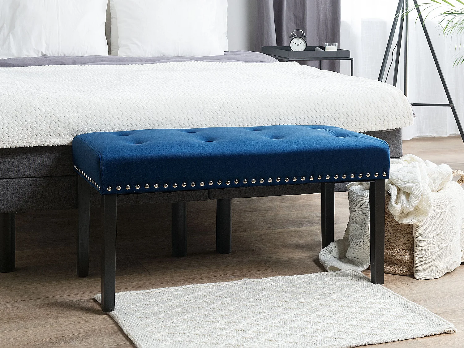 Bankje YORKTON Marineblauw Fluweel