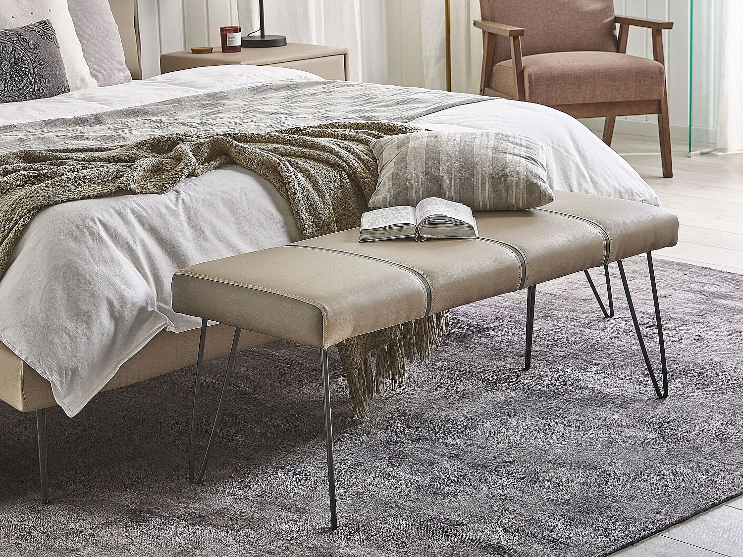 Banc BETIN Cuir PU Beige
