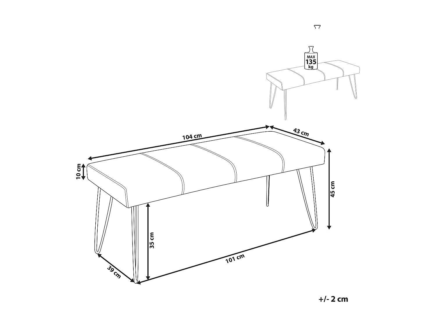 Banco BETIN Pele sintética Creme