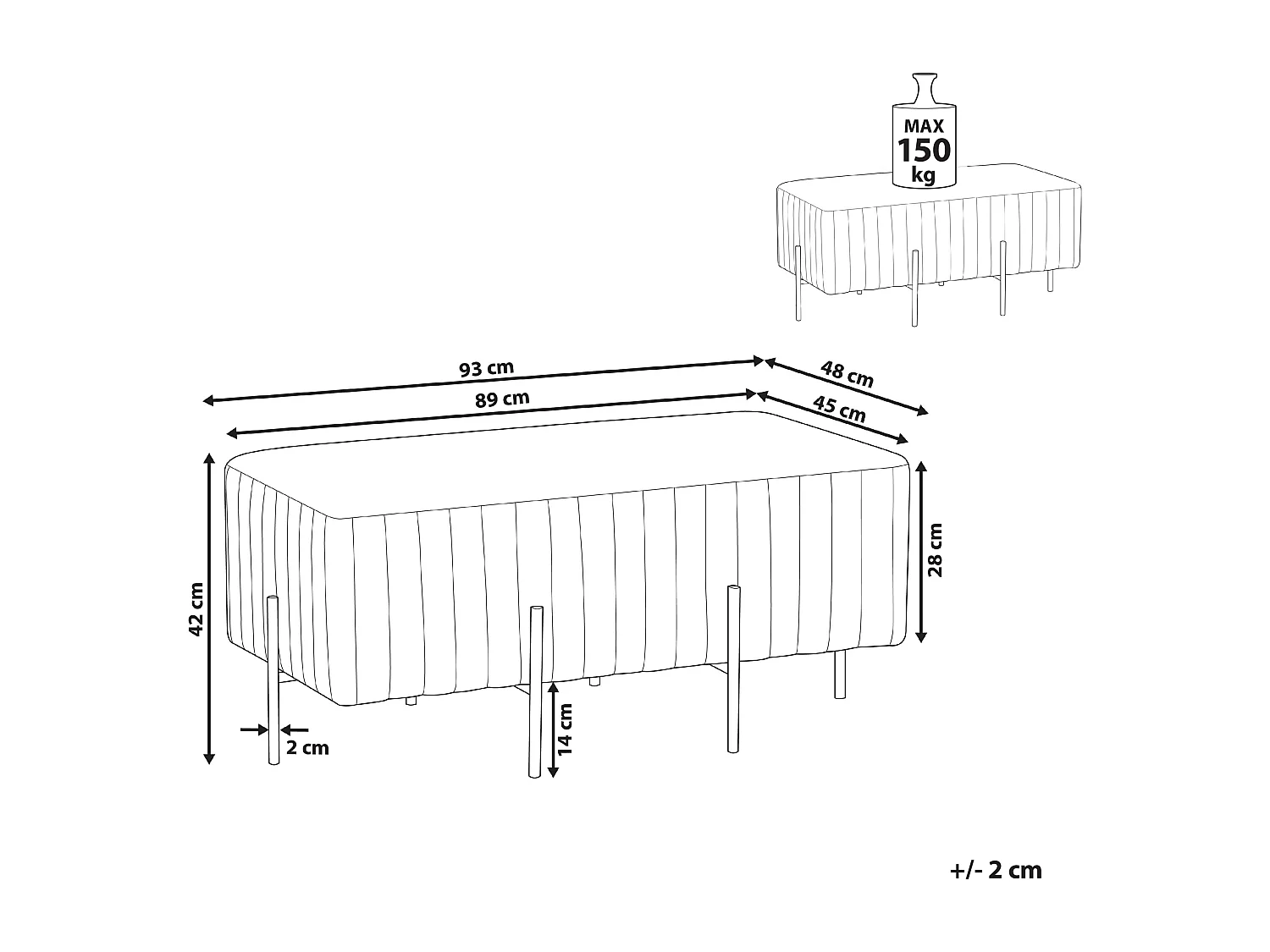 Banc DAYTON Velours Gris clair