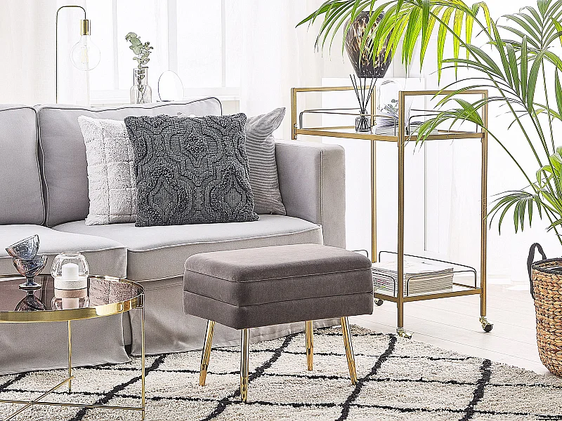 Banc de rangement ODESSA Velours Gris