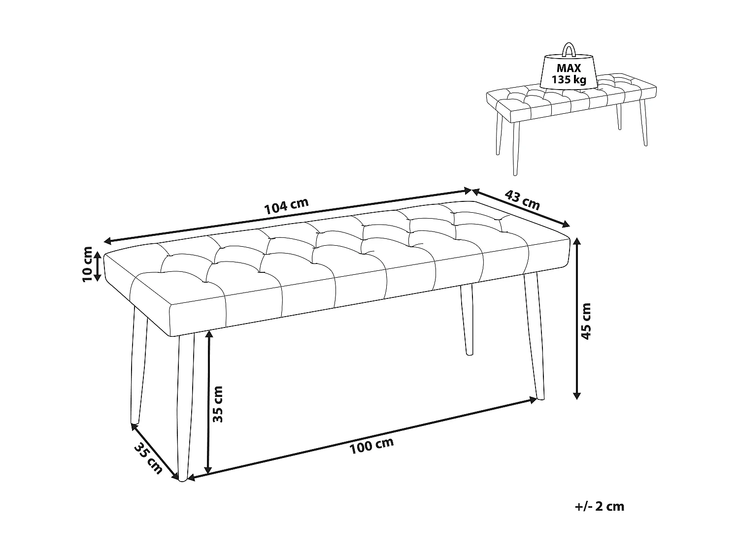 Ławka ESSONNE Ekoskóra Szary