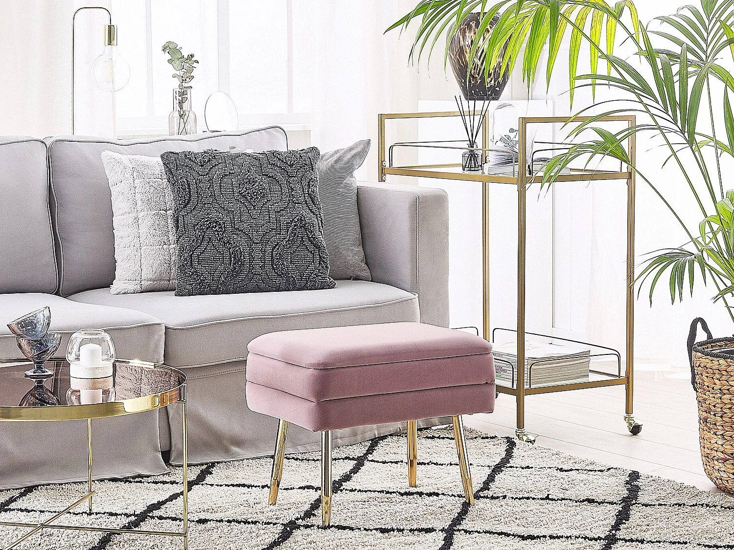 Banc de rangement ODESSA Velours Rose