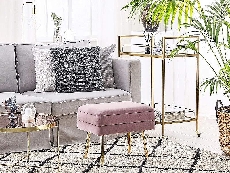 Banc de rangement ODESSA Velours Rose