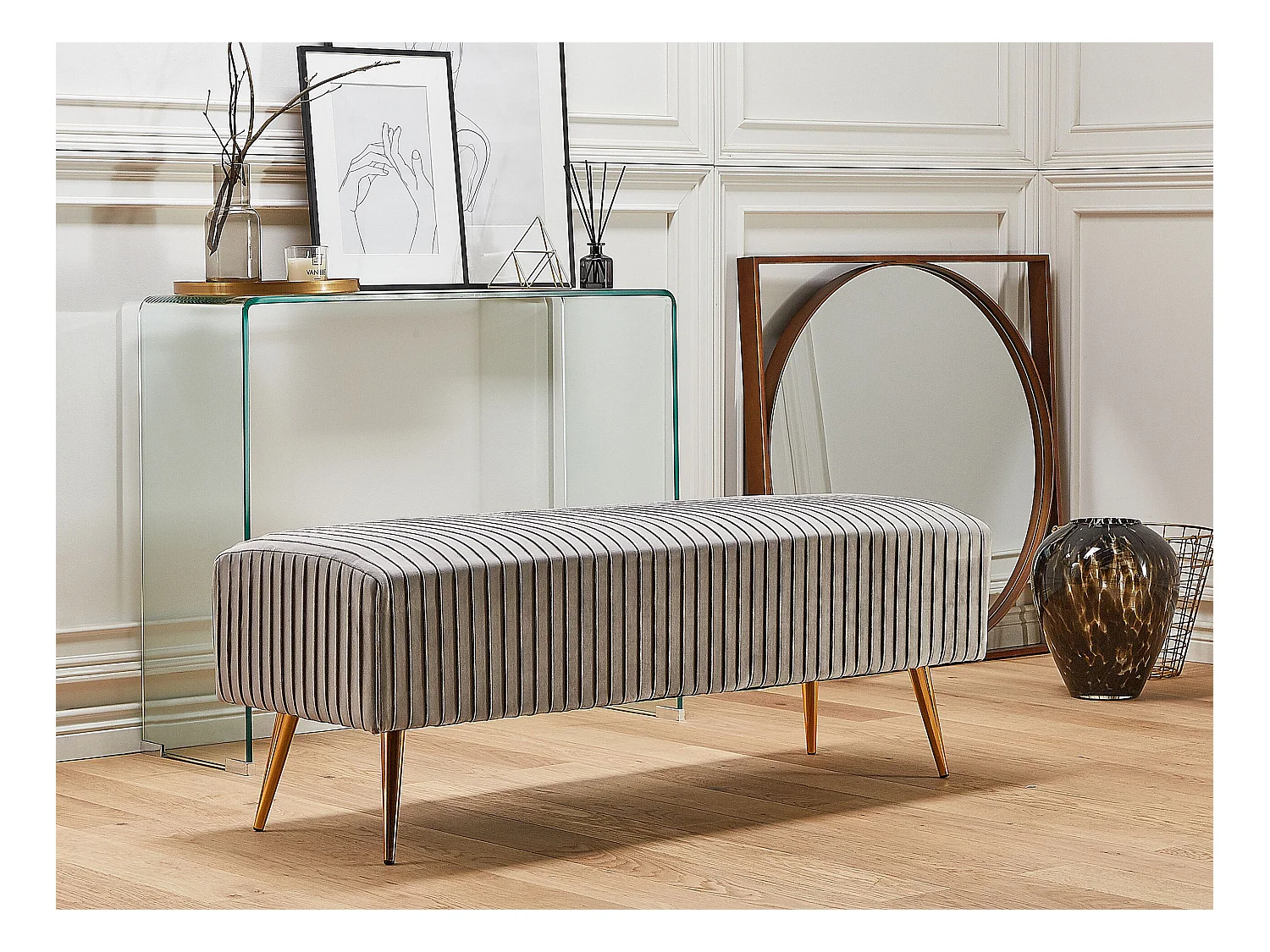 Banc PATERSON Velours Gris clair