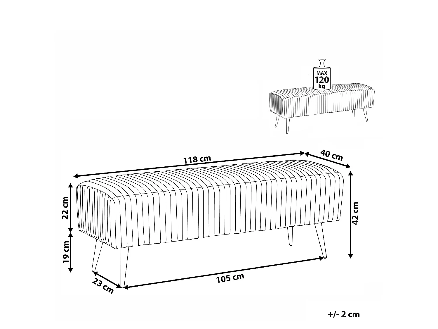 Banc PATERSON Velours Gris clair