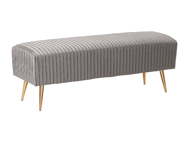Bank Sitzhocker aus Samtstoff in Hellgrau elegantes Design Paterson