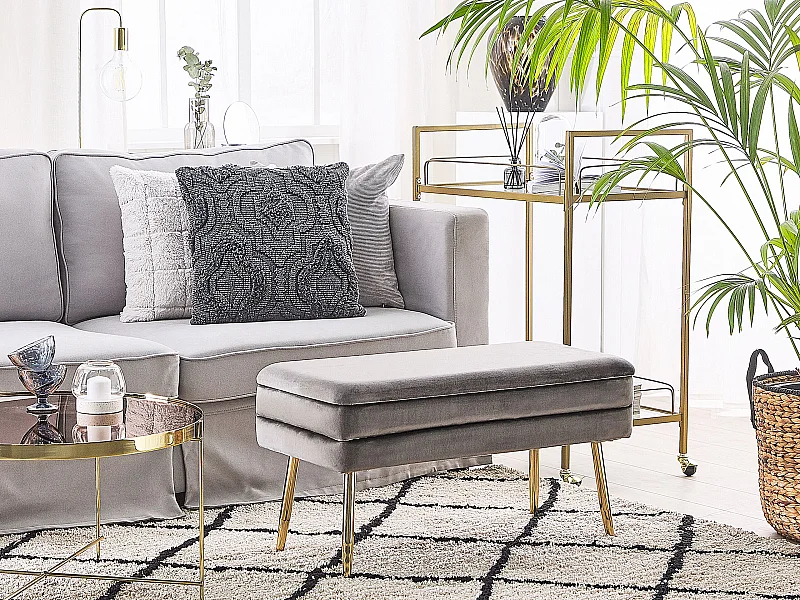 Bank met opbergruimte DURHAM Fluweel Grijs