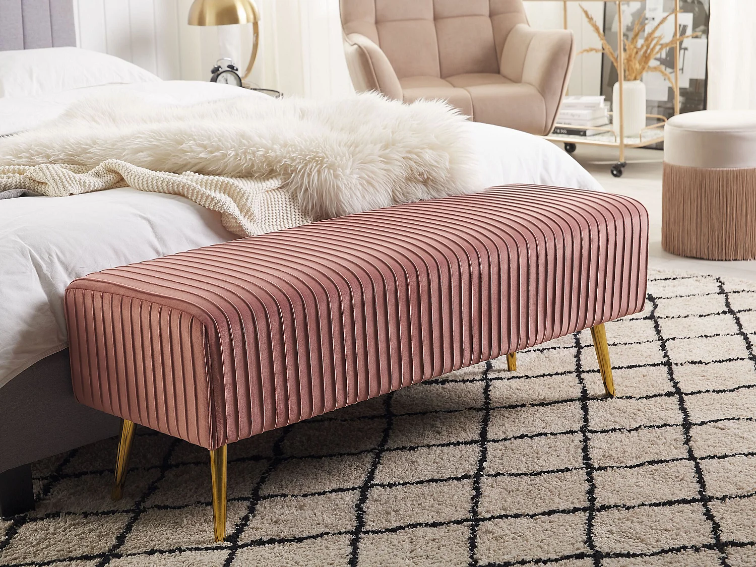 Banc PATERSON Velours Rose