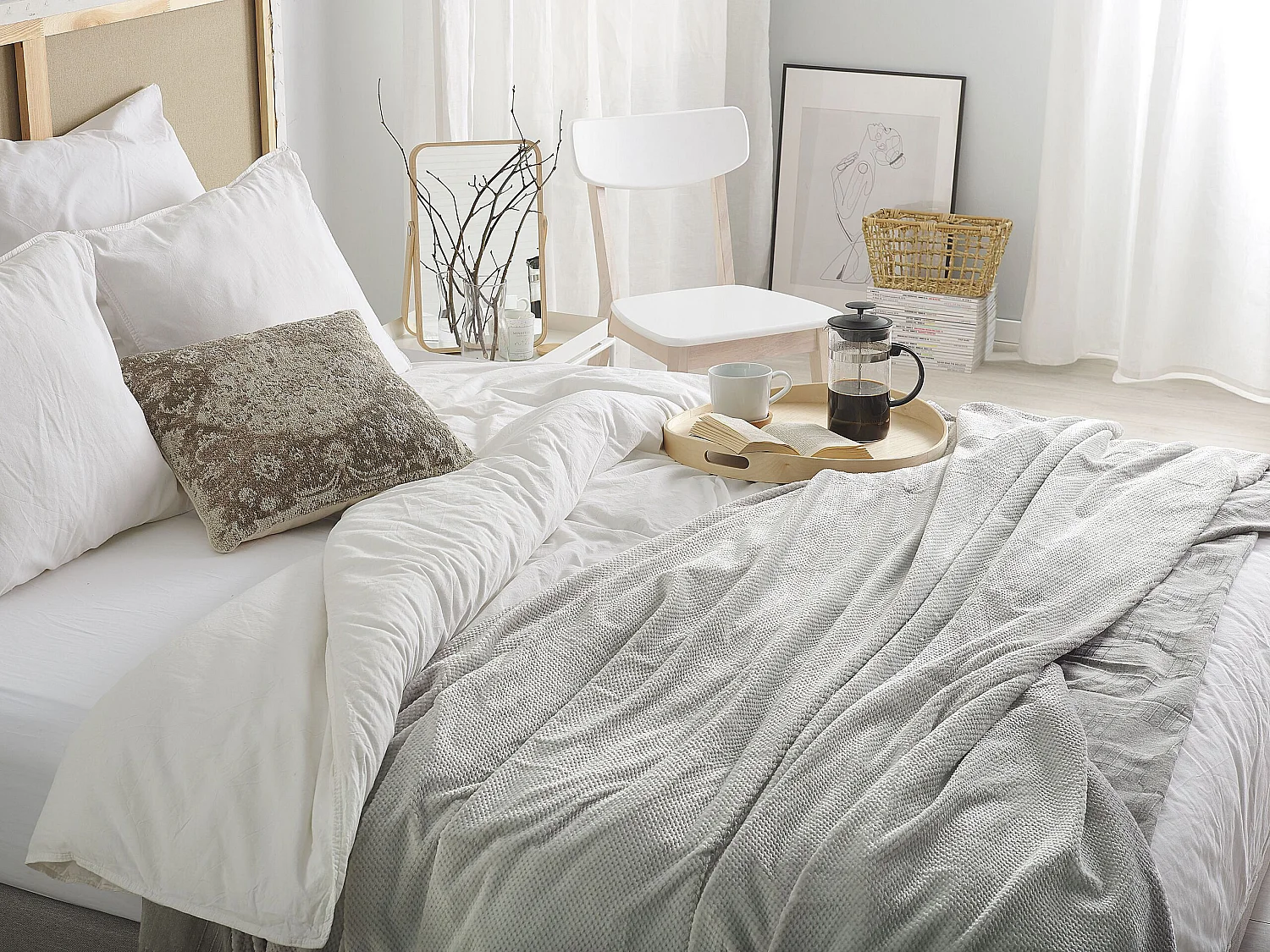 Koc SAITLER 200 x 220 cm Jasnoszary